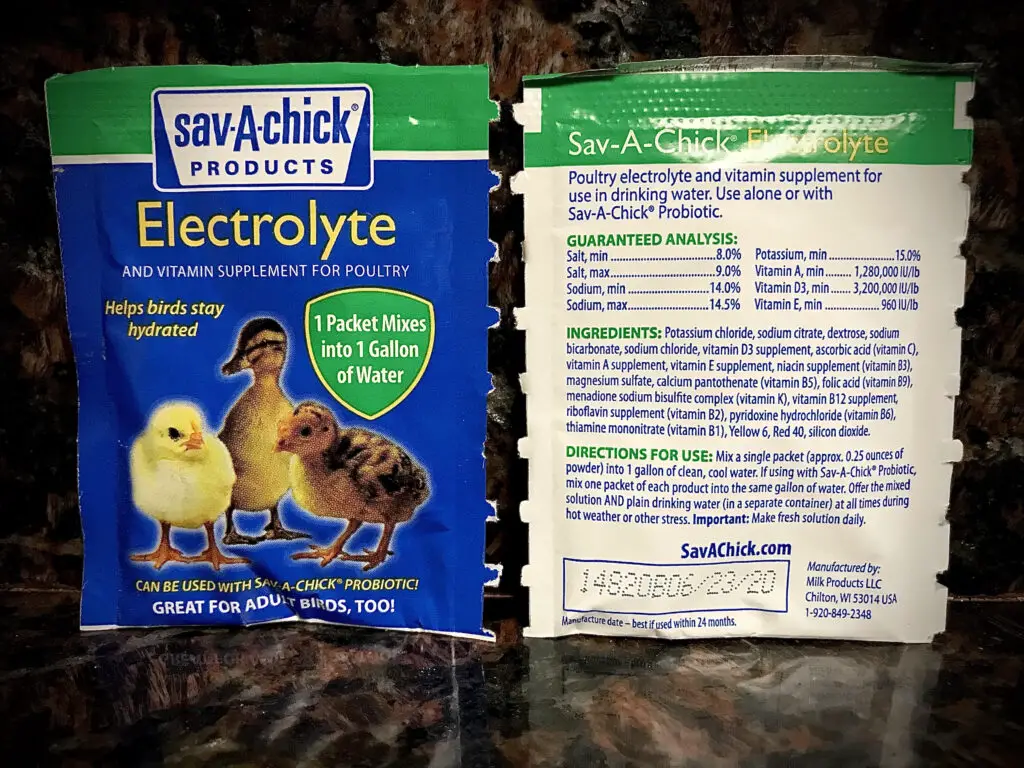 electrolytes for chicks AND DEHYDRATED CHICKENS